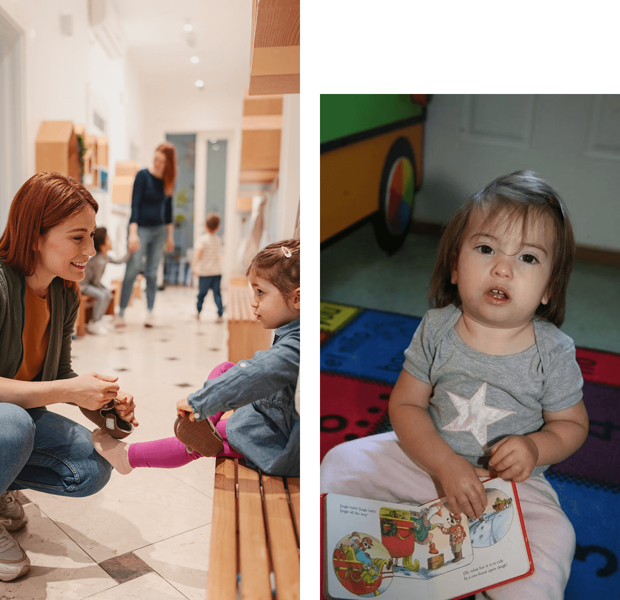 Toddler reading a book