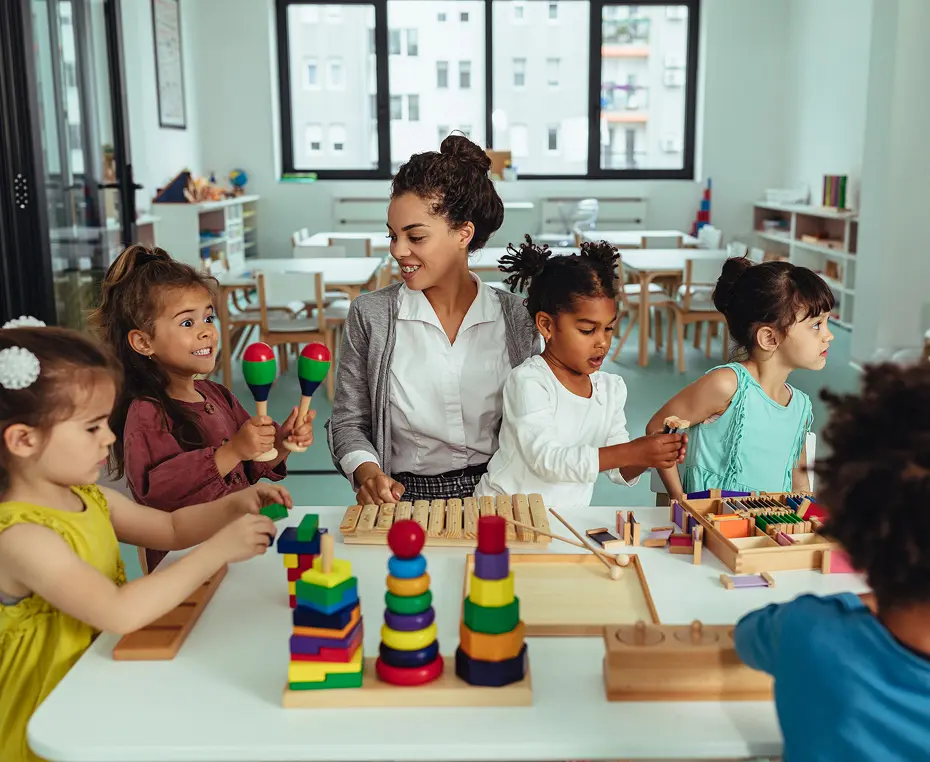 Kids enjoying educational activities together