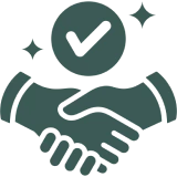 Handshake with checkmark symbol